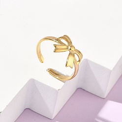 Bowknot Регулируемые 304 манжеты из нержавеющей стали с открытыми кольцами для женщин, золотые, бантом, регулируемый, 11x13 мм