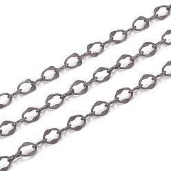 Couleur Gunmetal Mat Chaînes de câbles en laiton, soudé, avec bobine, Style mat, couleur bronze, 4x3x0.2 mm et 3.5x2x0.2 mm, environ 16.4 pieds (5 m)/rouleau