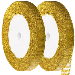 Золотистый 2рулоны блестящей металлической ленты, блеск ленты, для подарочных коробок, золотые, 3/8 дюйм (10 мм), Около 25 ярдов / рулон