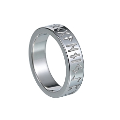 Нержавеющая Сталь Цвет Винтажное кольцо из нержавеющей стали с символами рун викингов, широкое кольцо для мужчин и женщин, цвет нержавеющей стали, 304 мм, размер США 6 (9 мм)