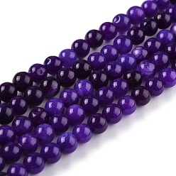 Индиго Натуральный белый нефритовые четки, круглые, окрашенные, индиговые, 6 мм, отверстие : 1 мм, около 58~61 шт / нитка, 37.5~38.5 см