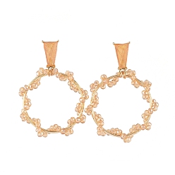 Orange Glasperlen baumeln Ohrstecker, mit Messingringe, Ohrmuttern aus Kunststoff, Legierungs-Zubehör, Pappkarton, Blume, orange, 47 mm, Stift: 0.7 mm