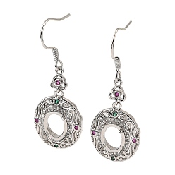 Платина Стойка из латуни с покрытием из кубического циркония крючки для сережек, без свинца и без кадмия, платина, 44x16 мм, штифты : 1 мм