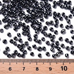 Prussian Blue Glass Seed Beads, Opaque Colors Lustered, Round, Prussian Blue, 3mm, Hole: 1mm, about 10000pcs/pound
