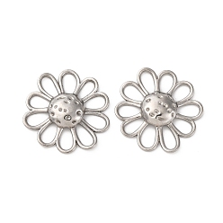 Нержавеющая Сталь Цвет 201 нержавеющей стали кабошонов, цветок, цвет нержавеющей стали, 23x25x4 мм