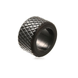 Черный 304 из нержавеющей стали европейские шарики, бусины с большим отверстием, колонка, чёрные, 6x10 мм, отверстие : 6.4 мм