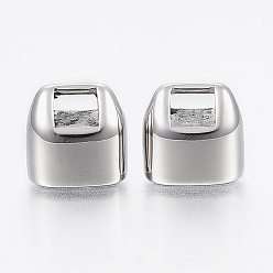 Нержавеющая Сталь Цвет Устойчивы к потускнению 304 наконечники шнура из нержавеющей стали, Торцевые крышки, прямоугольные, цвет нержавеющей стали, 13.5x14x9 мм, отверстие : 6x3.5 мм, 11x7 мм внутренним диаметром