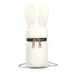 White DIY Rabbit Bucket Bags Set, Including PU Leather Bag Materials, White, 90x180mm