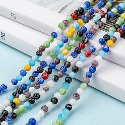 Mixed Color Handmade Millefiori Glass Round Beads Strands, Mixed Color, 4mm, Hole: 0.5mm, about 98pcs/strand, 13.7 inch