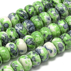 Lime Green Synthetic Ocean White Jade Beads Strands, Dyed, Rondelle, Lime Green, 10x5~6mm, Hole: 1.5mm about 72pcs/strand, 16.3 inch