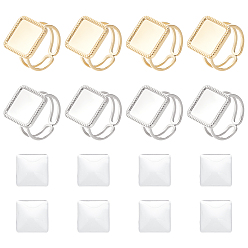 Золотой & Цвет Нержавеющей Стали Набор для изготовления квадратных пустых колец из нержавеющей стали, золотые и нержавеющая сталь цвет, внутренний диаметр: 304 мм, лоток : 16.9 мм