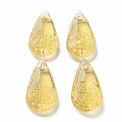 Goldenrod Transparent Handmade Bumpy Lampwork Beads, Teardrop, Goldenrod, 23x11.5x6mm, Hole: 1.5mm