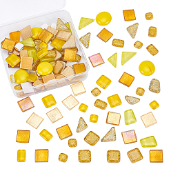 Mixed Color Glass Cabochons, Mosaic Tiles, for Home Decoration or DIY Crafts, Mixed Shapes, Mixed Color, 10~25x10~23x5~7mm, 200g