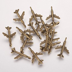 Античная Бронза Сплавочные подвески тибетского стиля, пассажирский самолет, без кадмия, без никеля и без свинца, античная бронза, 22x15x3 мм, отверстие : 2.5 мм