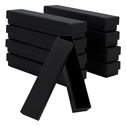 Black Cardboard Jewelry Necklace Gift Storage Boxes, Rectangle with Velvet and Sponge Inside, Black, 21x4.4x3.3cm, 10pcs/set