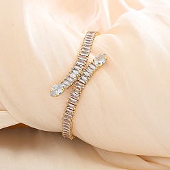 Прозрачный Браслеты-цепочки из латуни с паве из кубических цирконий, теннисные браслеты для женщин, реальный 18 k позолоченный, прозрачные, внутренний диаметр: 7-1/4 дюйм (18.5 см)