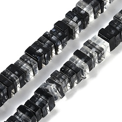 Черный Бусы лэмпворк ручной работы, квадрат с бисером, чёрные, 5.5~6x5~6x2.5~3 мм, отверстие : 0.7 мм, около 151~153 шт / нитка, 16.14'' (41 см)
