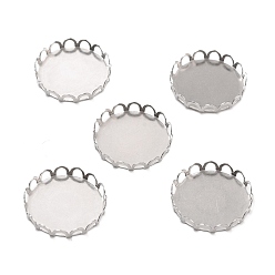 Нержавеющая Сталь Цвет Не тускнеет 316 хирургическая нержавеющая сталь кабошон подставка подставка, кружева края ободок чашки, плоско-круглые, цвет нержавеющей стали, 19x3 мм