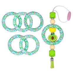 (52) Непрозрачная лаванда 5 шт. кольцо экологически чистые силиконовые бусины пищевого качества, красочный, 65x9.5 мм, отверстие : 3 мм, внутренний диаметр: 44 мм