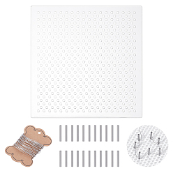 Квадрат Доски для намотки акриловой нити, организатор мулине, со стальным цилиндрическим штифтом и 304 проволокой из нержавеющей стали, квадратный, 150x150x4.4 мм, отверстие : 3 мм, 1 PC