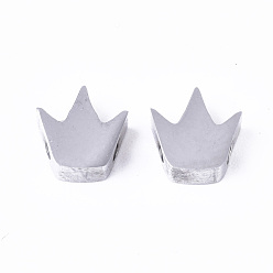 Stainless Steel Color Non-Tarnish 304 Stainless Steel Beads, Crown, Stainless Steel Color, 7.5x7.5x3mm, Hole: 1.8mm