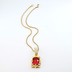 Рубин Ожерелья из цепочки с подвеской в виде веревки из сплава со стразами, золотые, рубин, 19.69 дюйм (50 см)