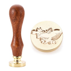 Whale Brass Wax Sealing Stamp, with Rosewood Handle for Post Decoration DIY Card Making, Whale Pattern, 89.5x25.5mm