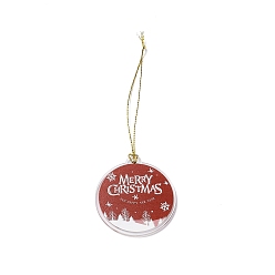 Word Christmas Theme Acrylic Pendant Decoration, Nylon Cord Hanging Decoration, Flat Round, Word, 190~205mm