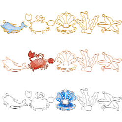 Mixed Color 15Pcs 15 Style Alloy Open Back Bezel Pendants, For DIY UV Resin, Epoxy Resin, Pressed Flower Jewelry, Mixed Color, 27~40x35.5~47x2mm, Hole: 2~2.5mm, 1pc/style