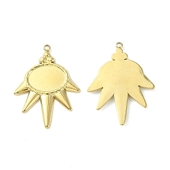 Real 14K Gold Plated 304 Stainless Steel Pendant Cabochon Settings, Sun, Real 14K Gold Plated, Tray: 11.8x8.8mm, 28x21x2mm, Hole: 1.5mm