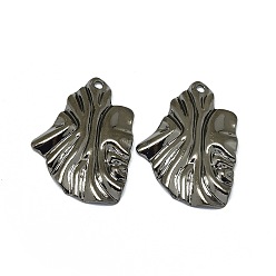Gunmetal Alloy Pendants, Long-Lasting Plated, Leaf, Gunmetal, 37x25.5x3mm, Hole: 1.8mm