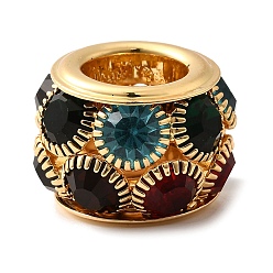 Золотой Латунные горный хрусталь круглые бусины, филигранные бусы, без свинца и без кадмия, стойки покрытие, большое отверстие шарик, золотые, 17x23.5 мм, отверстие : 11.5 мм