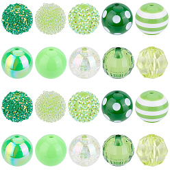 Зеленый Наборы для самостоятельной сборки круглых бусин, в том числе акриловые бусины, Бусины из cмолы, зелёные, 19~20x18~20 мм, отверстие : 2~3 мм