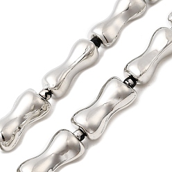 с Платиновым Покрытием Стеклянные бусины с гальваническим покрытием , бамбуковую палку, с покрытием платиным, 16.5x8.5x7 мм, отверстие : 1 мм, около 22 шт / нитка, 15.75'' (40 см)