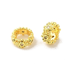 Прозрачный Стойки обшивки латунные бусины, с кубического циркония, долговечный, без свинца и без кадмия, кольца с цветком, прозрачные, 8x4 мм, отверстие : 5 мм