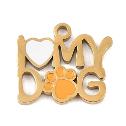 Слово 304 подвески из нержавеющей стали, с эмалью, золотые, слово, 20.5x17.5x3 мм, отверстие : 1.8 мм