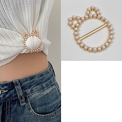 Золотой Пластиковое кольцо с пряжкой для шарфа с жемчугом, держатель застежки из сплава для женщин и девочек, золотые, 30 мм