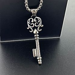 Нержавеющая Сталь Цвет Стильный 304 кулон-ключ из нержавеющей стали в стиле панк, простые модные ожерелья высокого класса, цвет нержавеющей стали