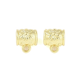 Настоящее золото 18K Поручни из латунной трубки, петля под залог, без свинца и без кадмия, цветочным узором, реальный 18 k позолоченный, 8x7x6 мм, отверстие : 1.6 мм