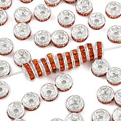 Гиацинт Латунь марки А горный хрусталь Spacer бисер, прямой фланец, рондель, серебряные, гиацинт, 6 мм, отверстие : 1 мм