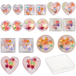 Creamy White Resin Cabochons, with Paillette, Mixed Shapes, Creamy White, 90pcs/box