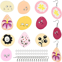 Mixed Color 20Pcs Acrylic Pendants, 3D Printed, Mixed Shapes, Mixed Color, 33x40x2mm, Hole: 1.5mm, 2pcs
