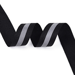 Черный Полиэфирная полосатая лента, светоотражающая полоса, для изготовления одежды, чёрные, 5/8 дюйм (15 мм)