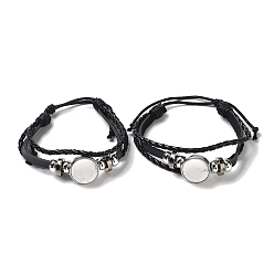 Говлит Многониточные браслеты из натурального говлита, регулируемые браслеты из плетеного шнура из искусственной кожи для унисекс, внутренний диаметр: 2-3/8~2-7/8 дюйм (5.9~7.3 см)