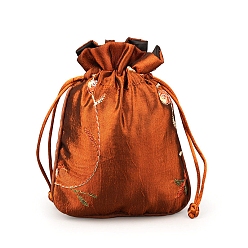 Шоколадный Тканевые мешочки для упаковки ювелирных изделий, сумки на шнурке, цвет шоколада, 14x11 см