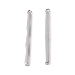 Нержавеющая Сталь Цвет Не тускнеющие 304 подвески из нержавеющей стали, кубовидный/стержневой шарм, цвет нержавеющей стали, 32.5x2.5x2 мм, отверстие : 1.4 мм
