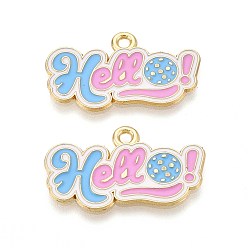 Золотой Спортивные подвески из эмалевого сплава, приветствие с чарами пиклбола, золотые, 16~16.5x28x1 мм, отверстие : 1.8 мм
