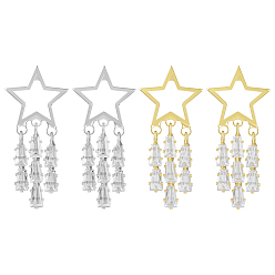 (52) Непрозрачная лаванда 2 пары 2 цвета сплава эмаль висячие серьги-гвоздики, со стразами, звезда, разноцветные, 31x15 мм, 1 пара / цвет