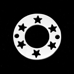 Нержавеющая Сталь Цвет Устойчивы к потускнению 201 соединители из нержавеющей стали, лазерная резка, звонить звездочкой, цвет нержавеющей стали, 19.5x1 мм, отверстие : 1.5 мм