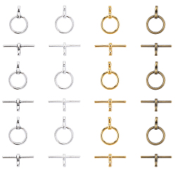 Mixed Color Tibetan Style Alloy Toggle Clasps, Lead Free & Cadmium Free, Donut, Mixed Color, Donut: 12x1.5mm, Hole: 1.5mm, Bar: 19x8x1.5mm, Hole: 1.5mm, 4 colors, 50sets/color, 200sets/box